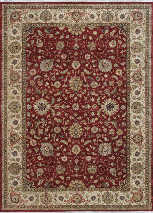 Pasargad Home Agra Collection Red Lamb's Wool Area Rug - 9'8" X 13'3"