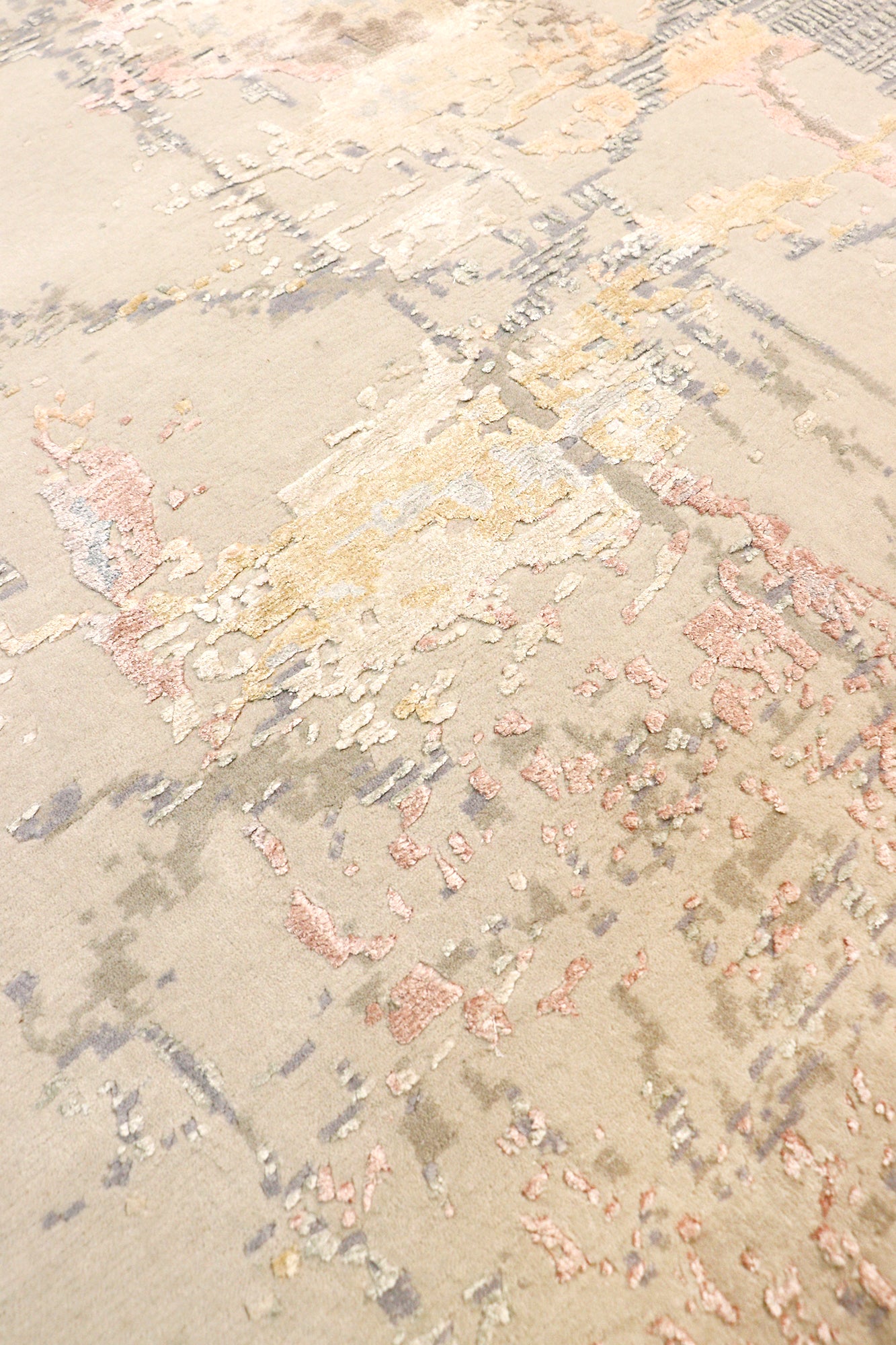 Pasargad Home Modern Collection Beige Silk & Wool Area Rug 10'5" X 14'3"