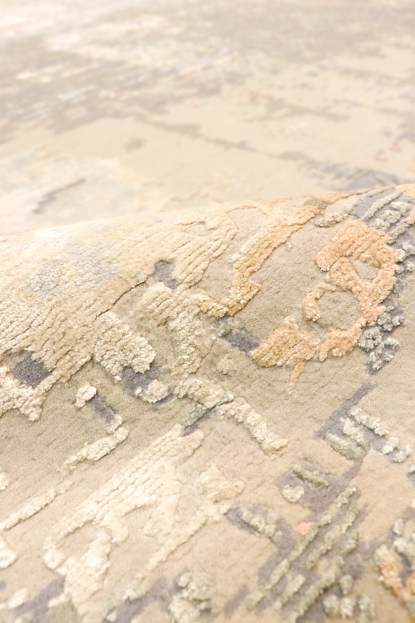 Pasargad Home Modern Collection Beige Silk & Wool Area Rug 10'5" X 14'3"