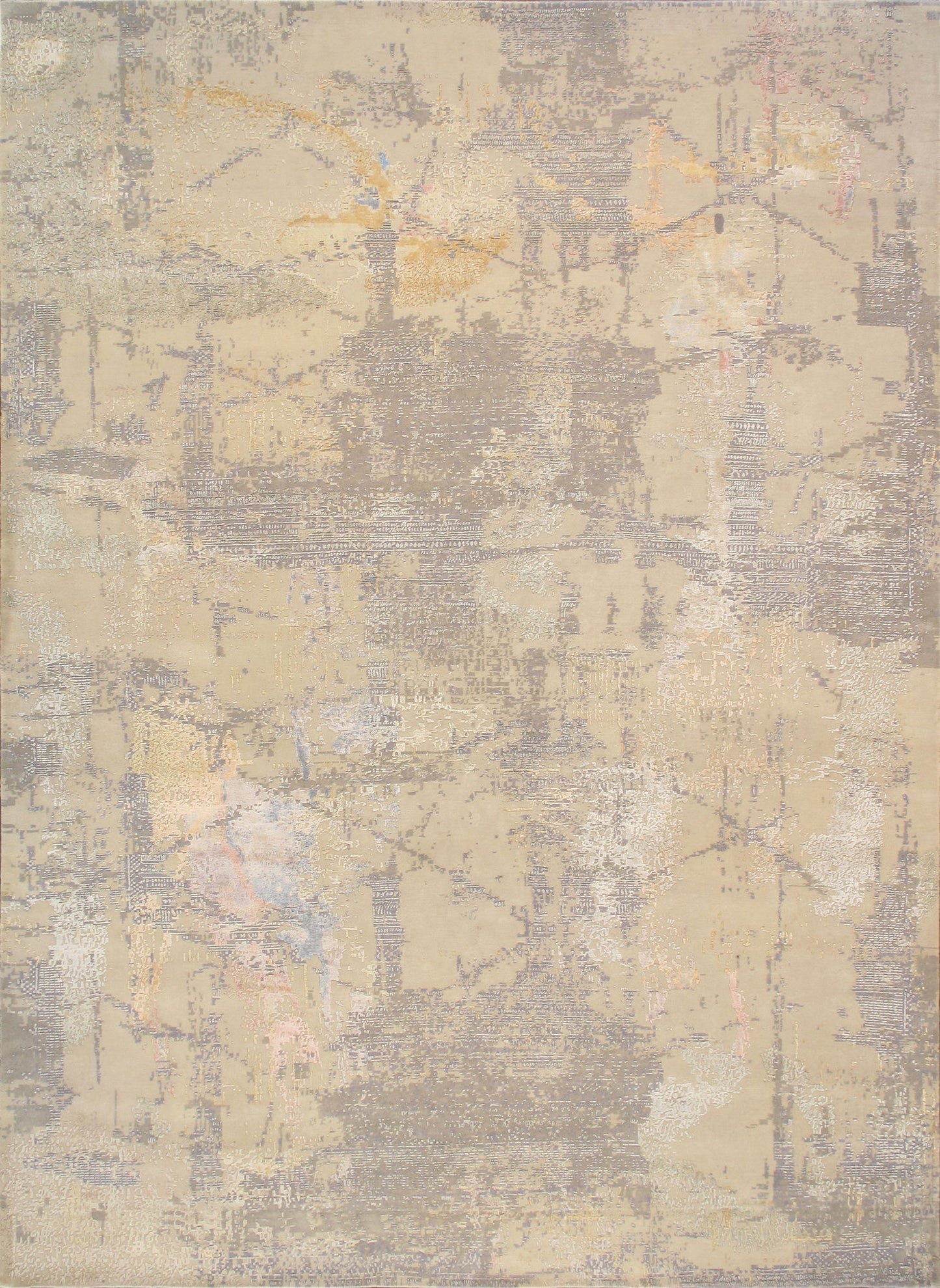 Pasargad Home Modern Collection Beige Silk & Wool Area Rug 10'3" X 14'6"