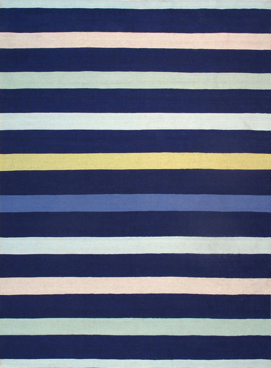 Pasargad Home Hampton Collection Blue Polypropylene Area Rug 12'0" X 15'0"