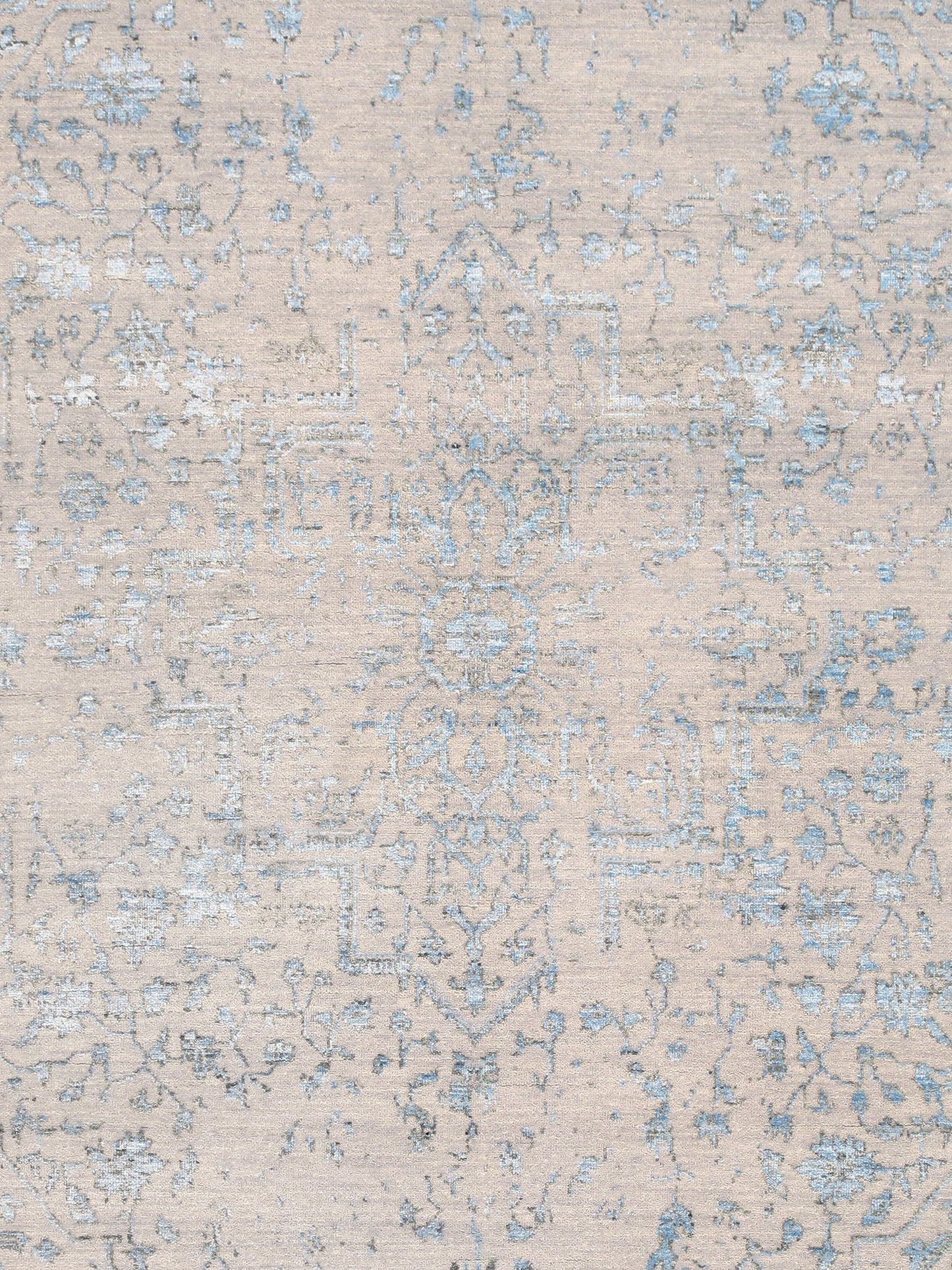 Pasargad Home Transitional Collection Silver Bamboo Silk & Wool Rug 5'11" X 9'0"