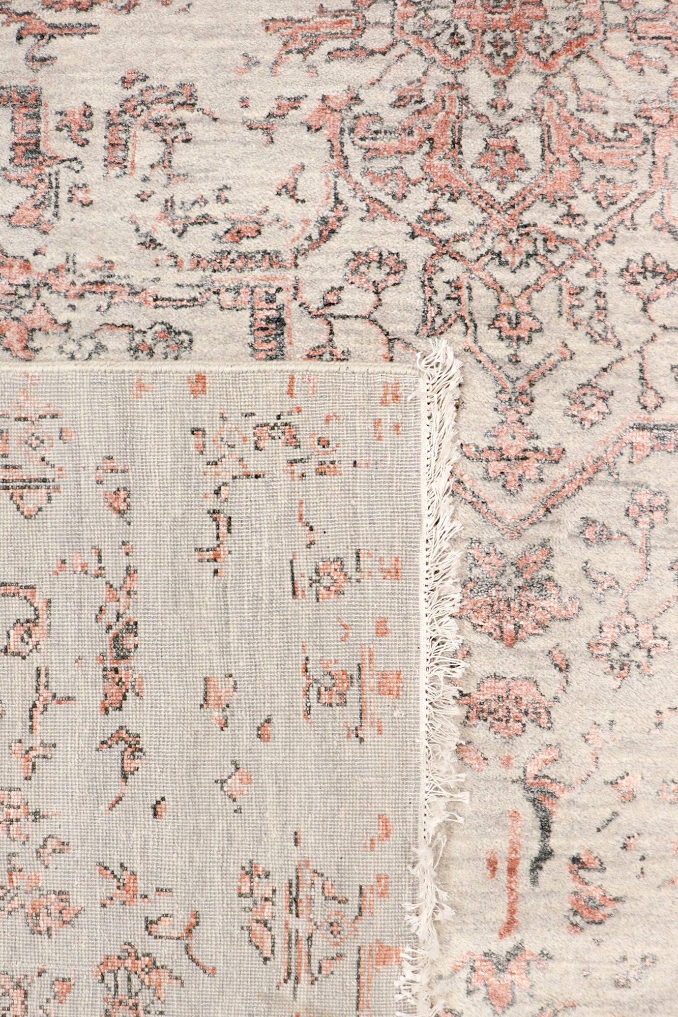Pasargad Home Transitional Collection Silver Bamboo Silk & Wool Rug 8'1" X 9'11"