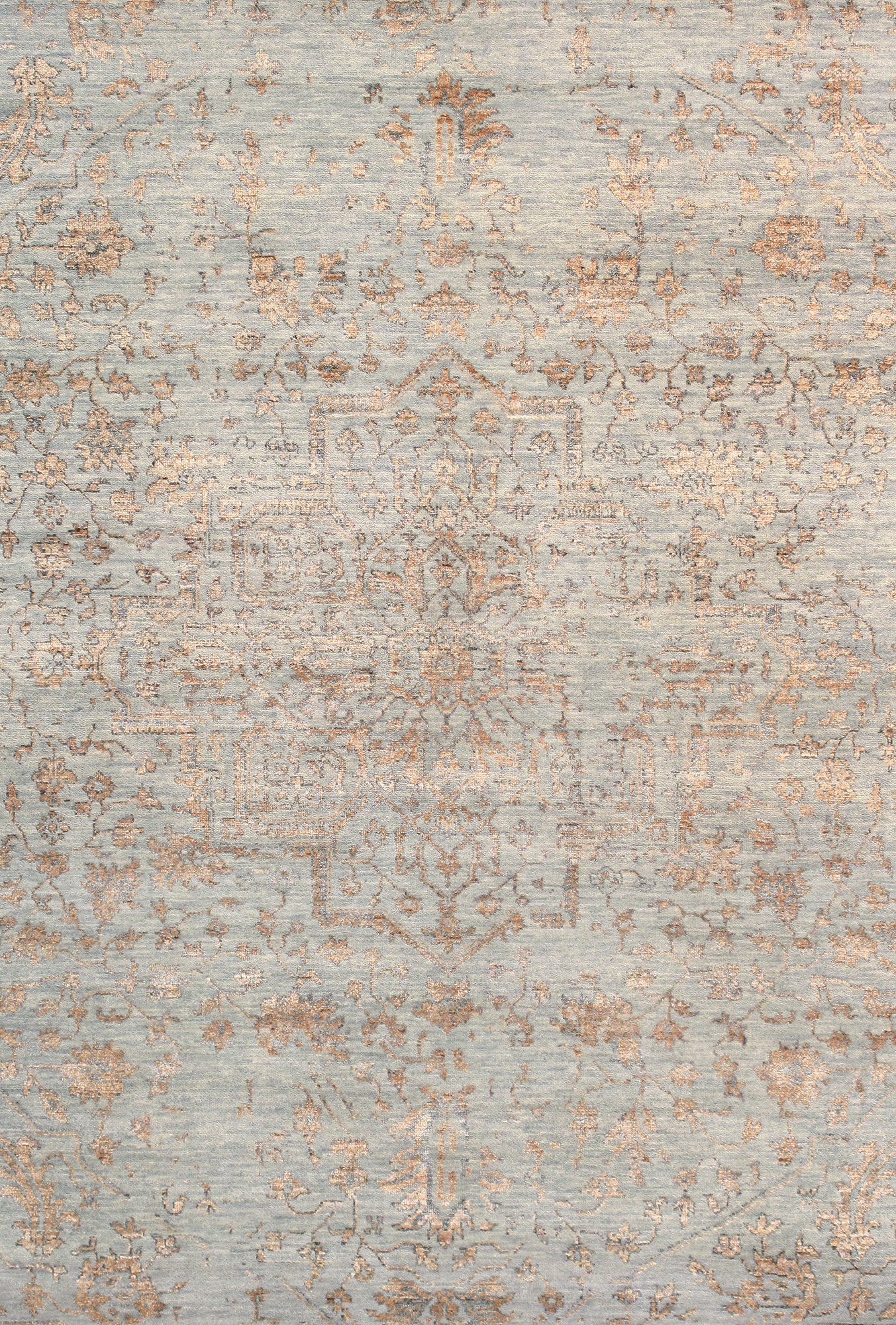 Pasargad Home Transitional Collection Blue Bamboo Silk & Wool Rug 7'9" X 10'0"
