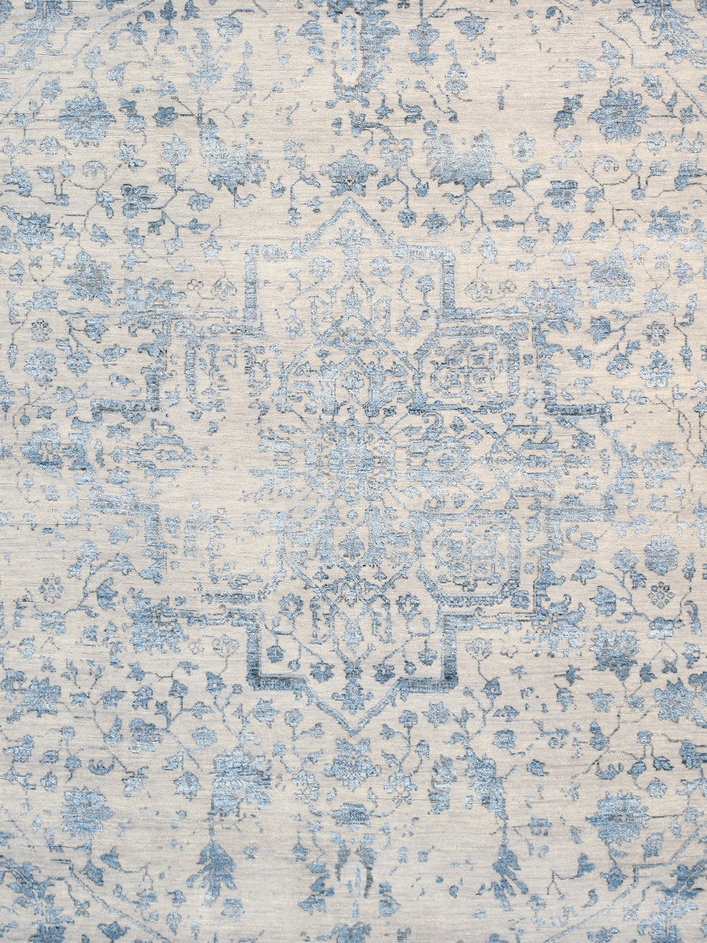 Pasargad Home Transitional Collection Silver Bamboo Silk & Wool Rug 8'5" X 11'8"