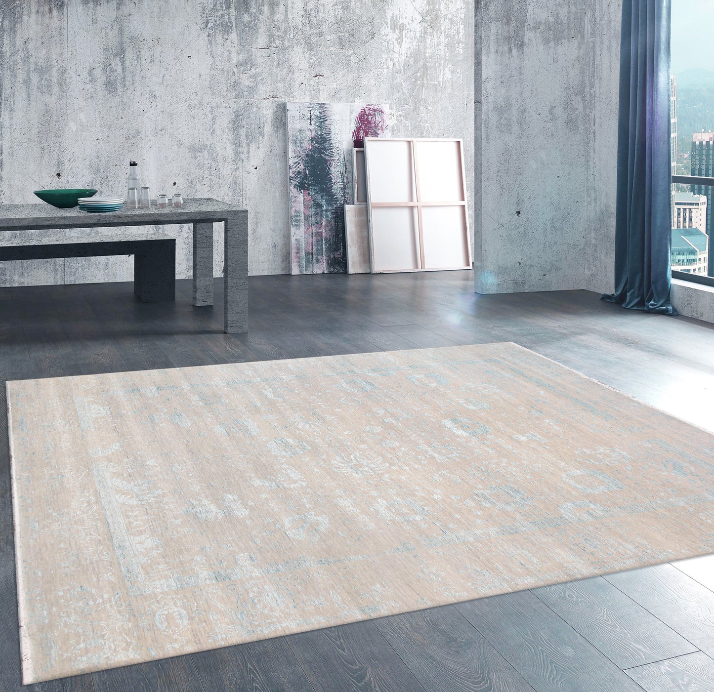 Pasargad Home Transitional Collection Silver Area Rug 9'0" X 11'10"