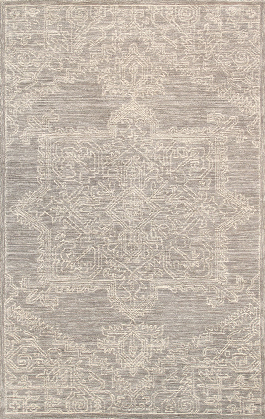 Pasargad Home Modern Collection Silver Bamboo Silk & Wool Area Rug 9'9" X 13'9"