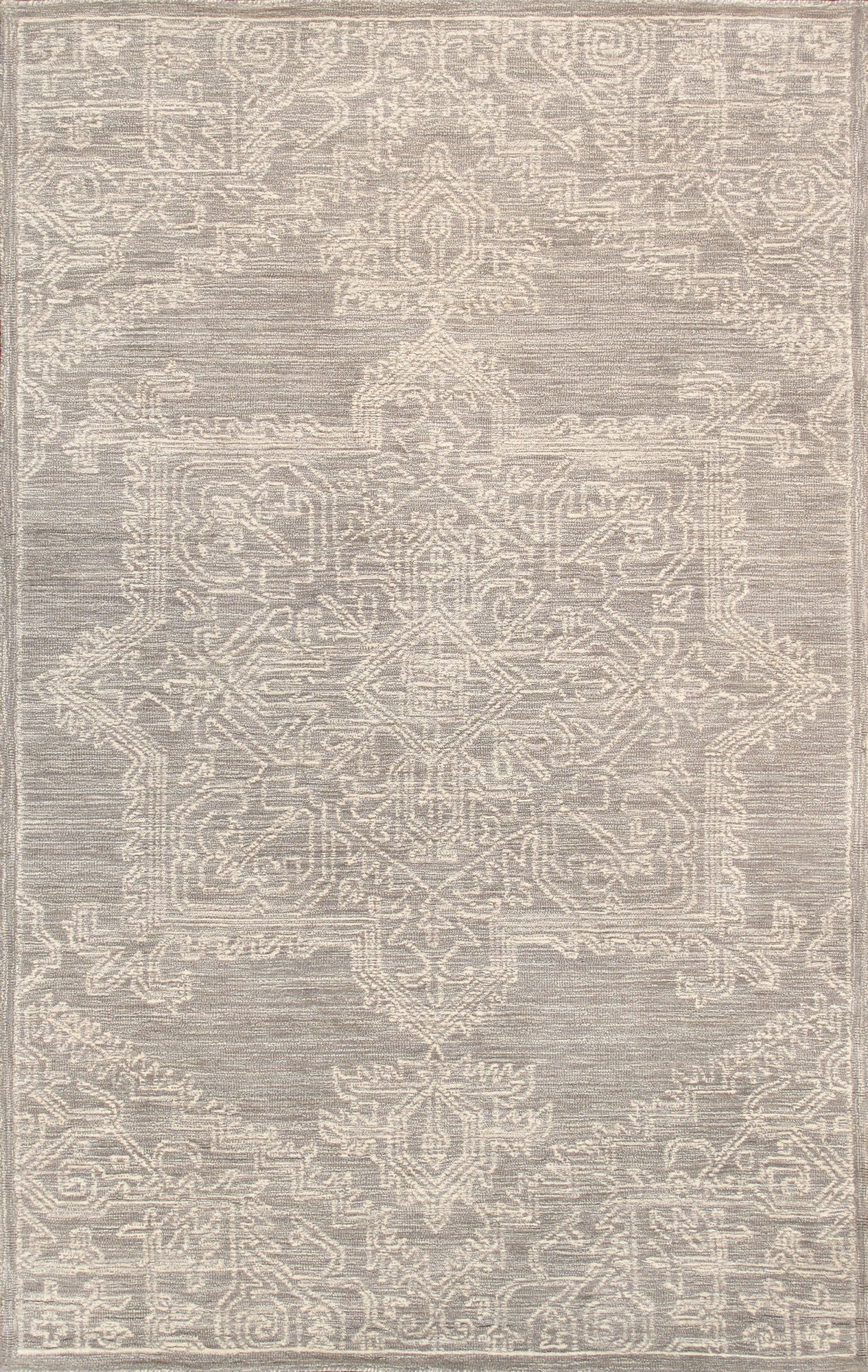 Pasargad Home Modern Collection Silver Bamboo Silk & Wool Area Rug 5'0" X 8'0"
