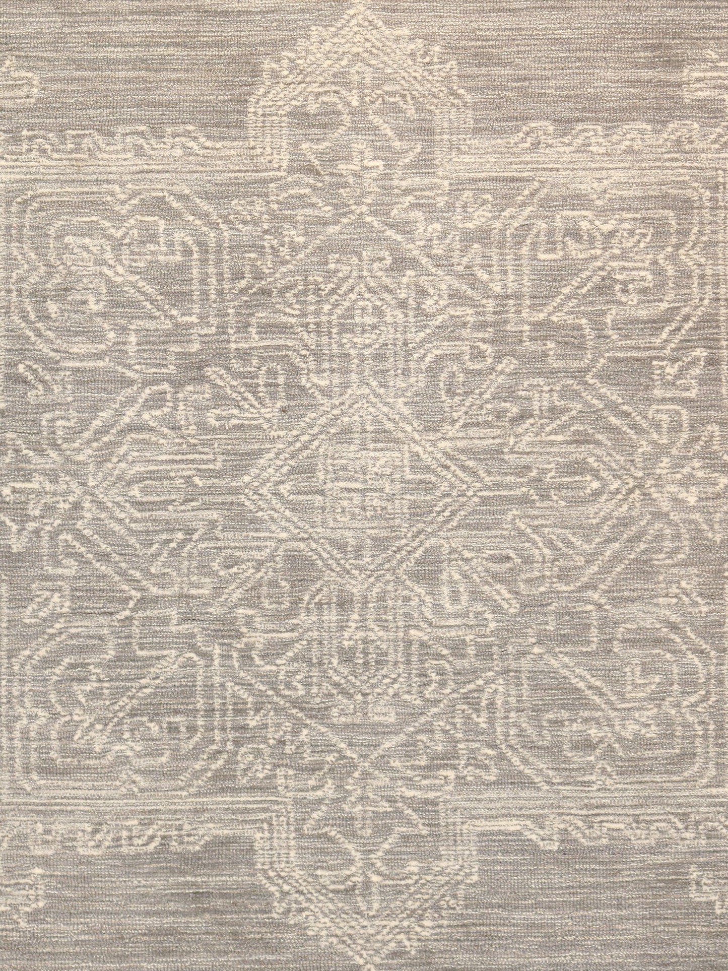 Pasargad Home Modern Collection Silver Bamboo Silk & Wool Area Rug 5'0" X 8'0"