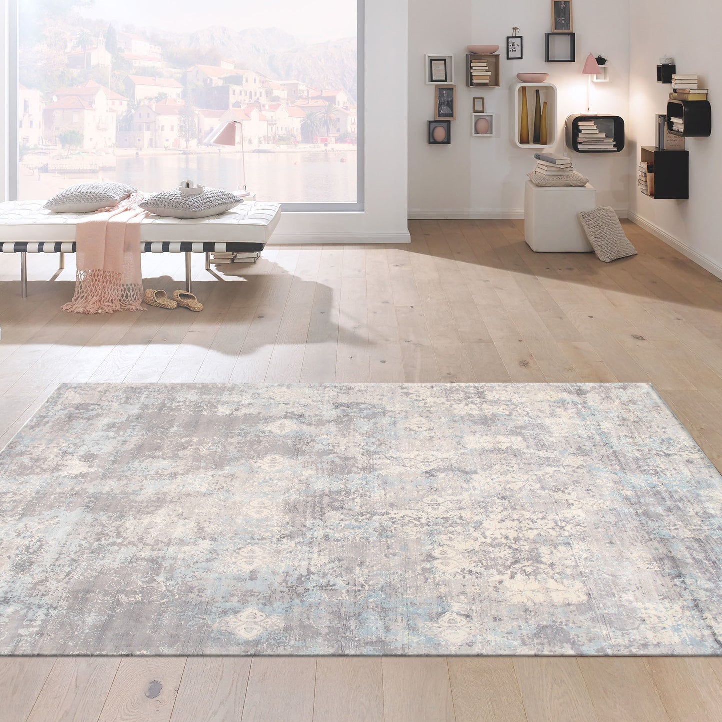 Pasargad Home Mirage Collection Grey Bamboo Silk Area Rug 12'0" X 15'0"