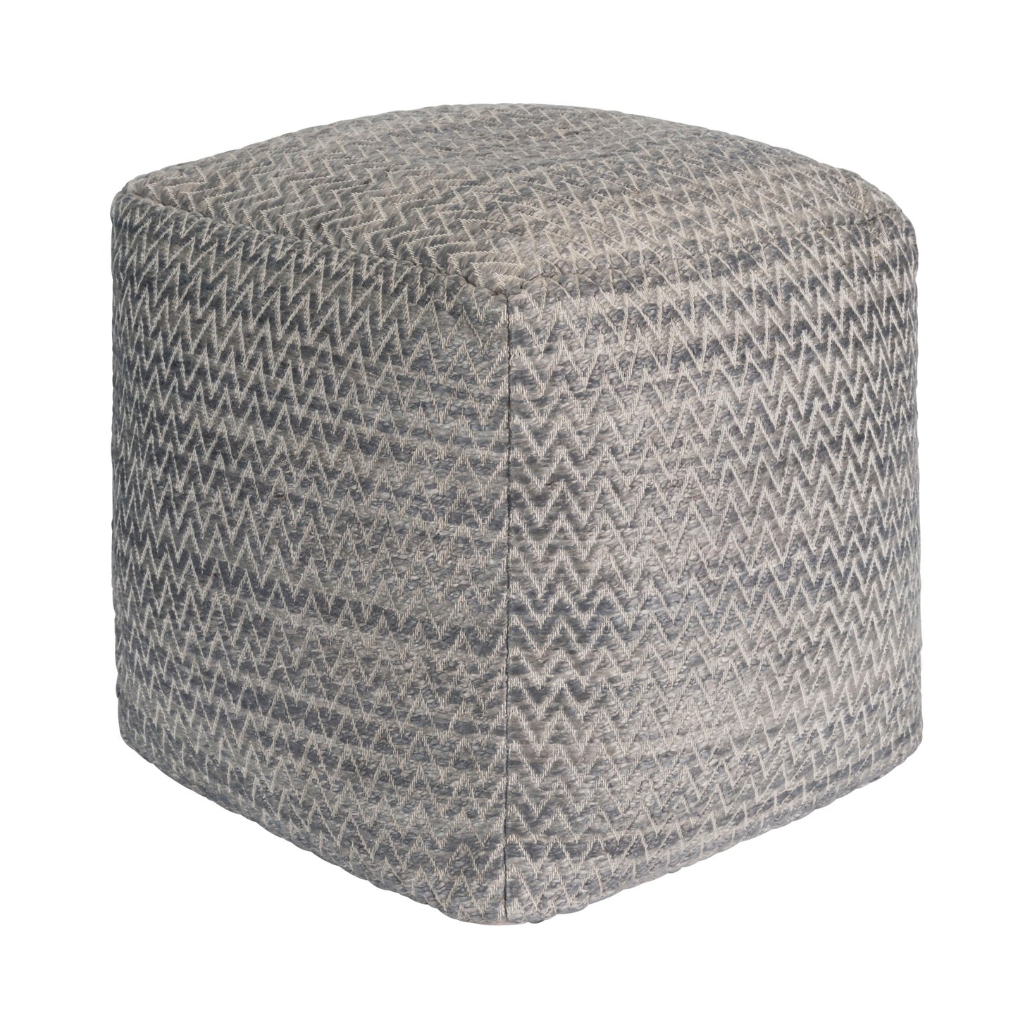 Pasargad Home Galaxy Collection Grey Bamboo Silk & Wool Pouf Ottoman