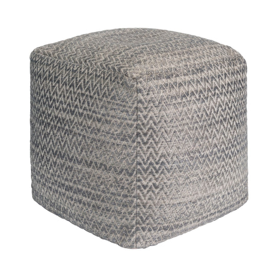 Pasargad Home Galaxy Collection Grey Bamboo Silk & Wool Pouf Ottoman