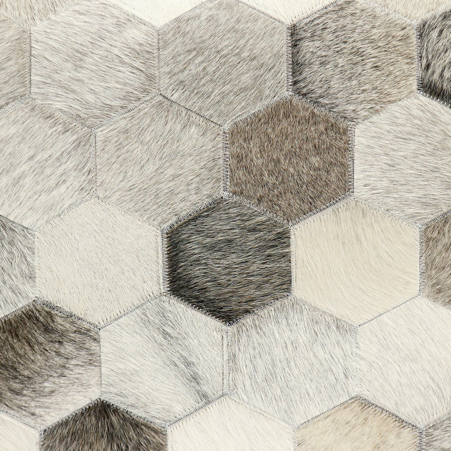 Pasargad Home Galaxy Collection Silver Cowhide Pouf Ottoman