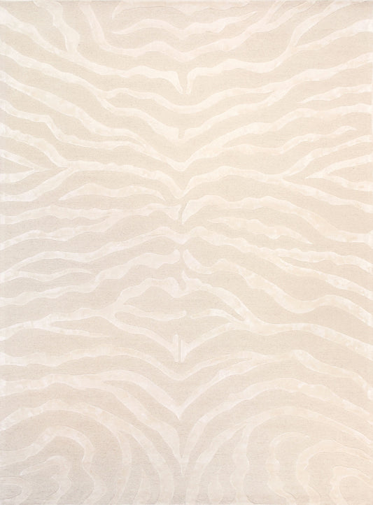 Pasargad Home Edgy Collection Ivory Bamboo Silk & Wool Rug 7'9" X 9'9"