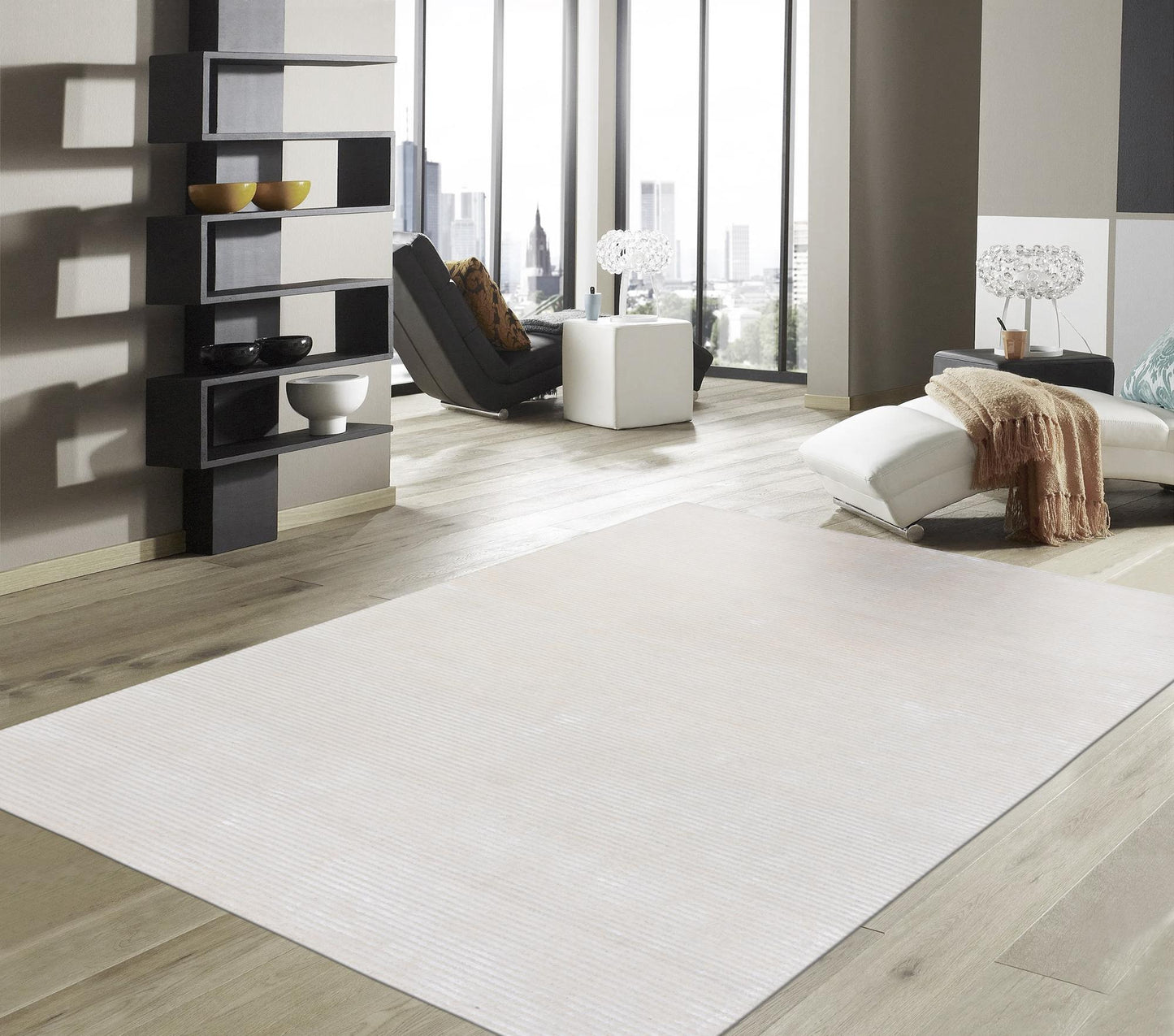 Pasargad Home Edgy Collection Beige Bamboo Silk & Wool Area Rug 7'9" X 9'9"