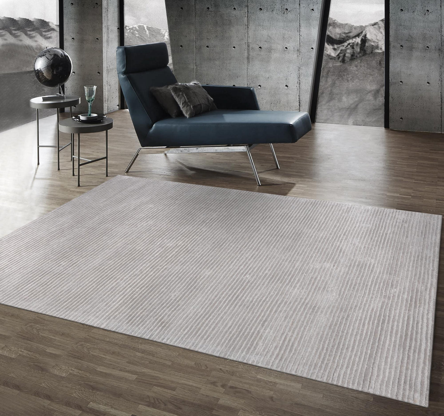 Pasargad Home Edgy Collection Silver Bamboo Silk & Wool Rug 7'9" X 9'9"