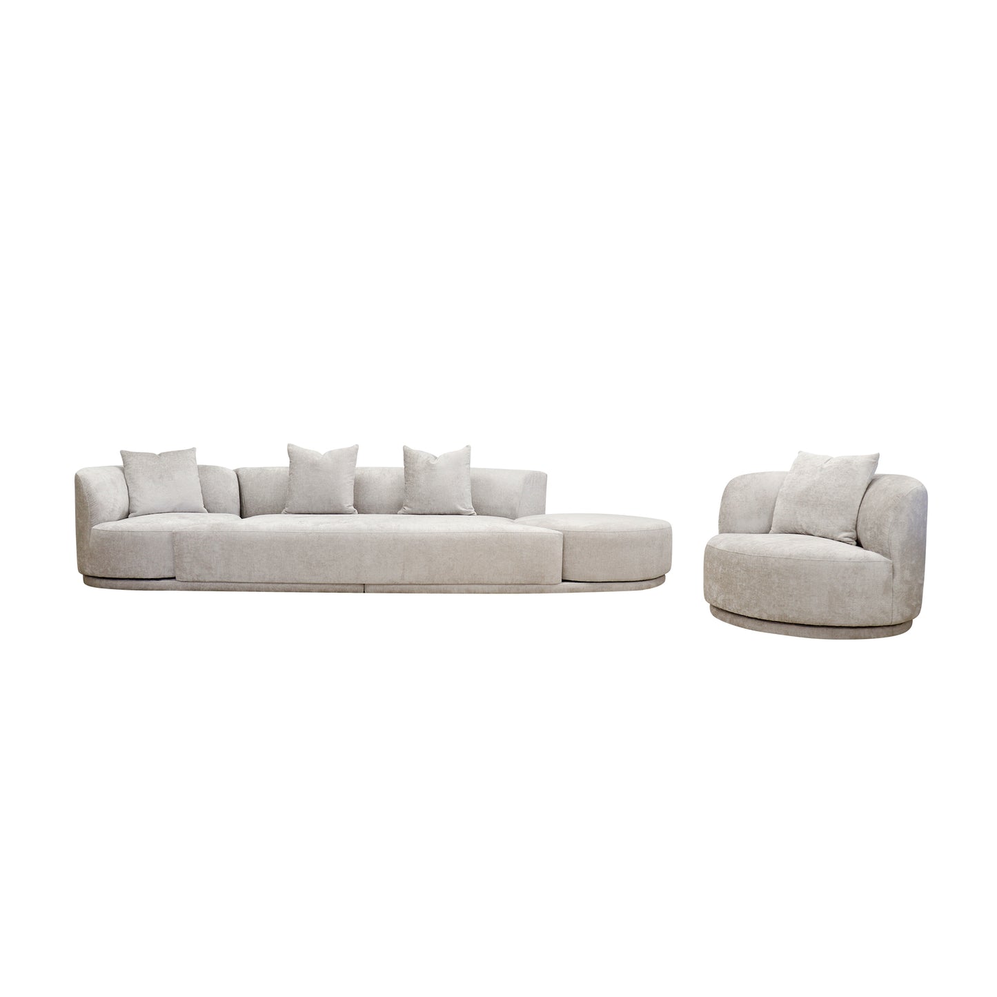 Pasargad Home Cielo Fabric Living Room 4 Pieces Sofa Set, Beige