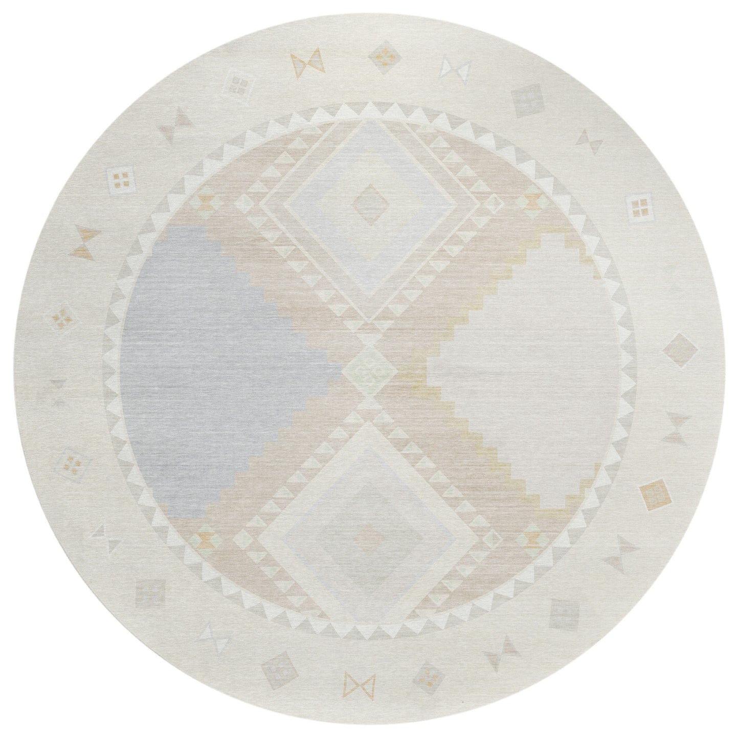 Indoor/Outdoor Phoenix PH2 Ivory Washable 8' x 8' Round Rug