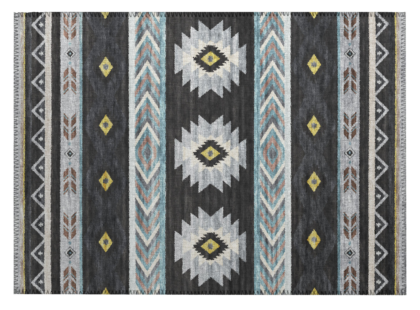 Indoor/Outdoor Phoenix PH3 Black Washable 1'8" x 2'6" Rug