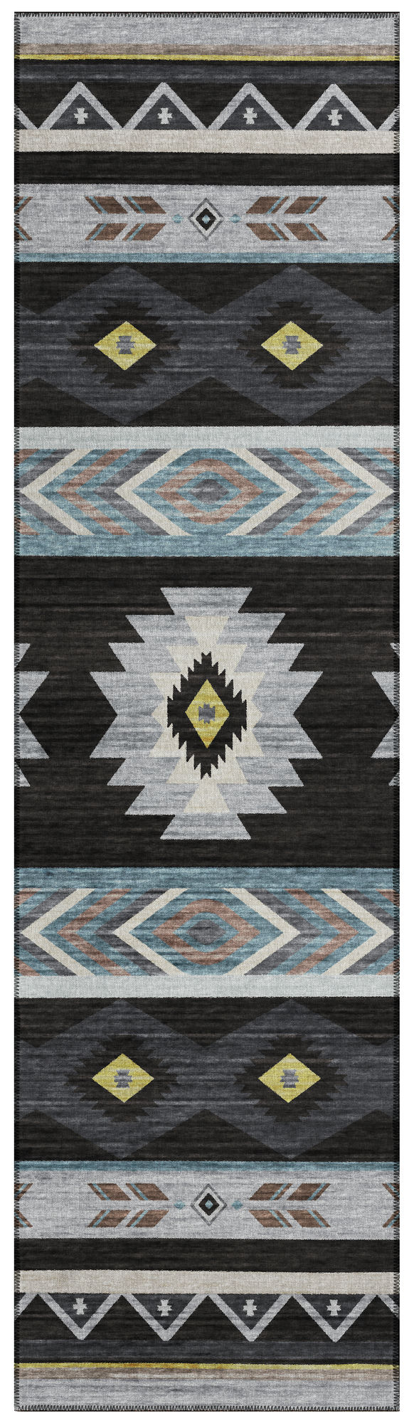 Indoor/Outdoor Phoenix PH3 Black Washable 2'3" x 7'6" Runner Rug