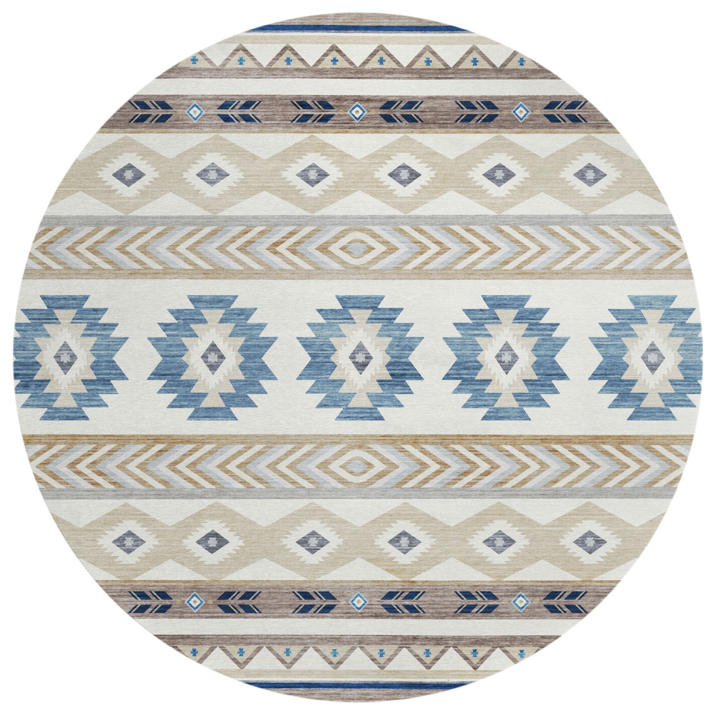 Indoor/Outdoor Phoenix PH3 Ivory Washable 8' x 8' Round Rug