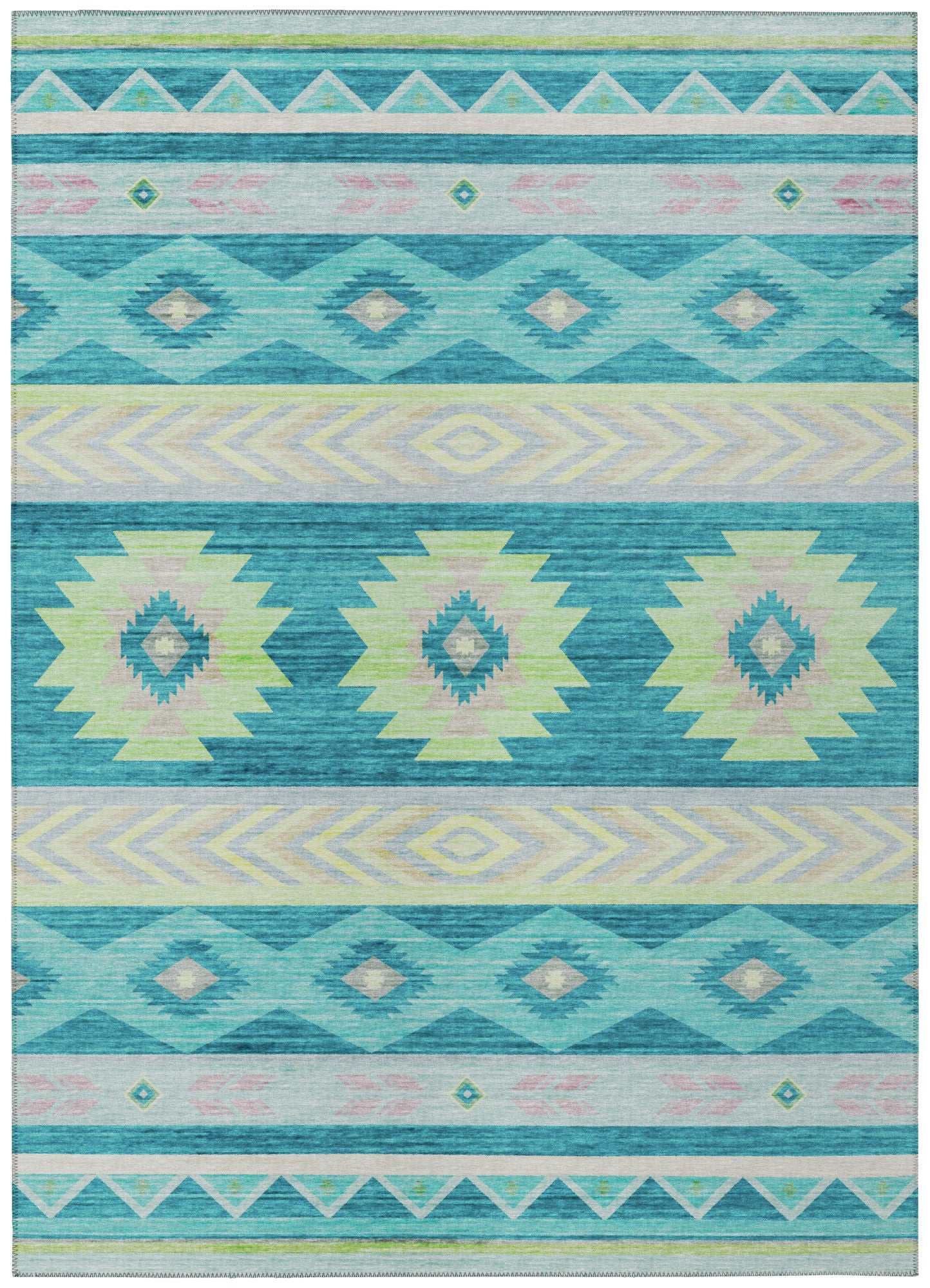 Indoor/Outdoor Phoenix PH3 Teal Washable 3' x 5' Rug