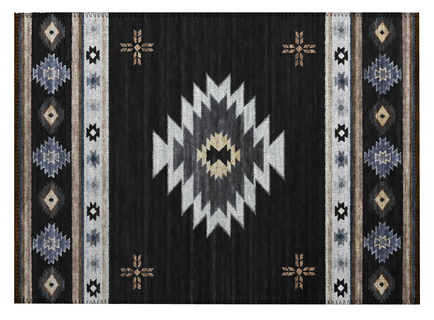 Indoor/Outdoor Phoenix PH4 Black Washable 1'8" x 2'6" Rug