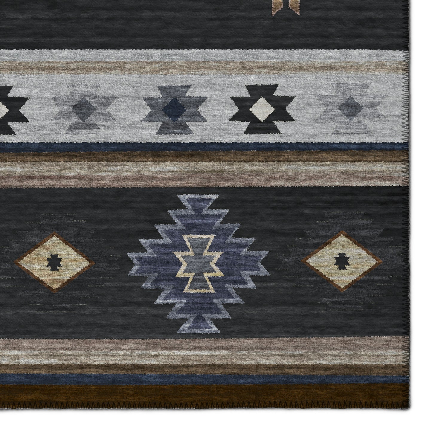 Indoor/Outdoor Phoenix PH4 Black Washable 2'3" x 7'6" Runner Rug