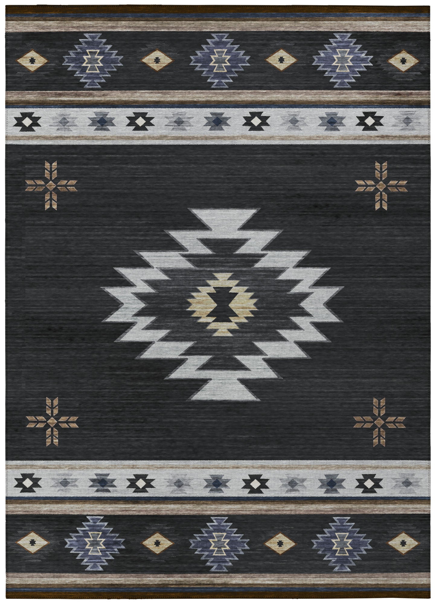 Indoor/Outdoor Phoenix PH4 Black Washable 3' x 5' Rug