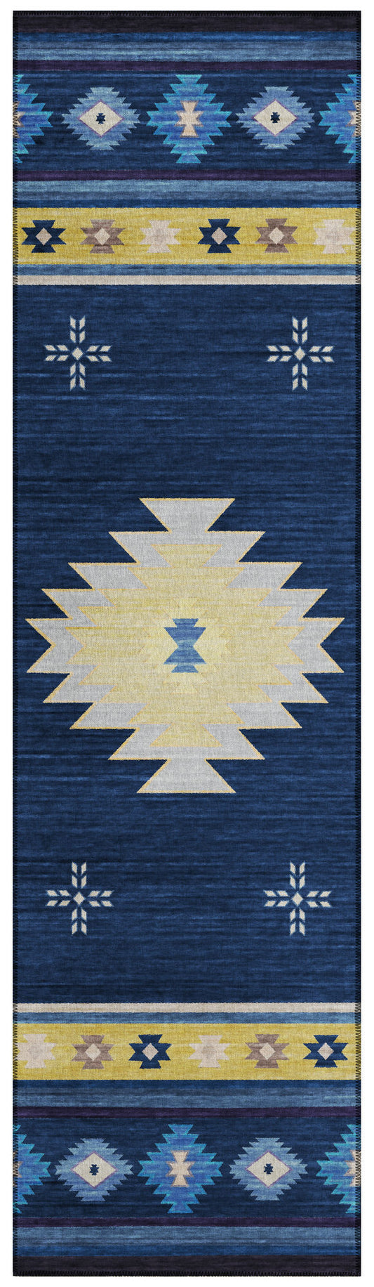 Indoor/Outdoor Phoenix PH4 Navy Washable 2'3" x 7'6" Runner Rug