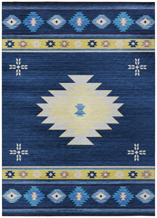 Indoor/Outdoor Phoenix PH4 Navy Washable 5' x 7'6" Rug
