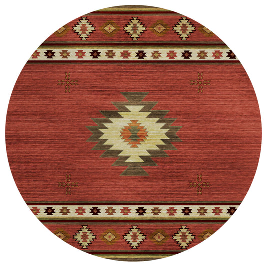 Indoor/Outdoor Phoenix PH4 Paprika Washable 8' x 8' Round Rug