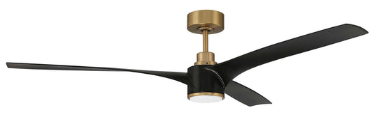 60" Phoebe, Satin Brass Finish, Flat Black Blades Included, Light kit Included