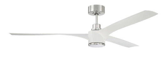 60" Phoebe, White w/ Nickel Finish, White Blades Included, Light kit Included