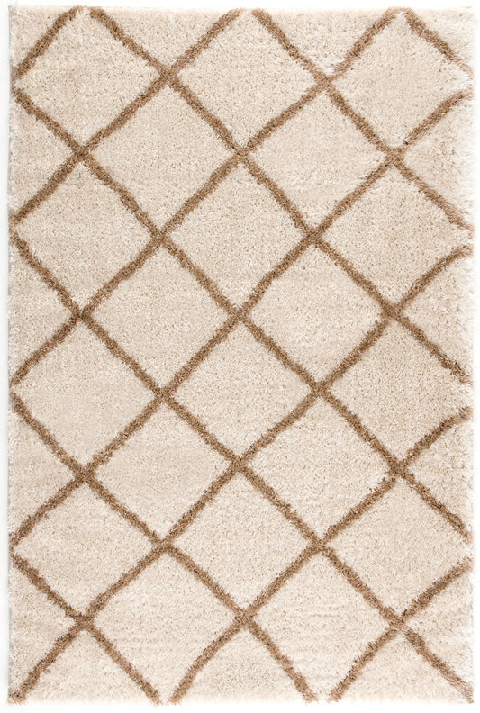 Plush-Shag Copper Diamond-Ls11107-Cream-7.10 X 10.6 Area Rug