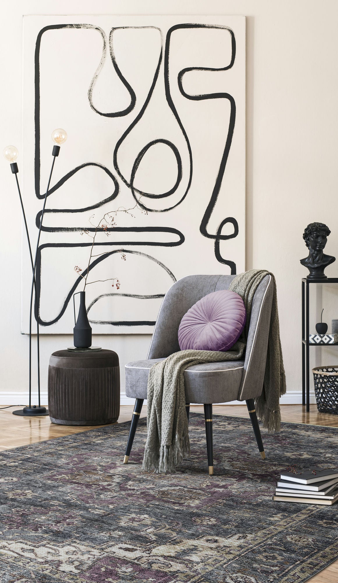 Kaleen Praia Collection Dark Charcoal Runner 2'7" x 9'