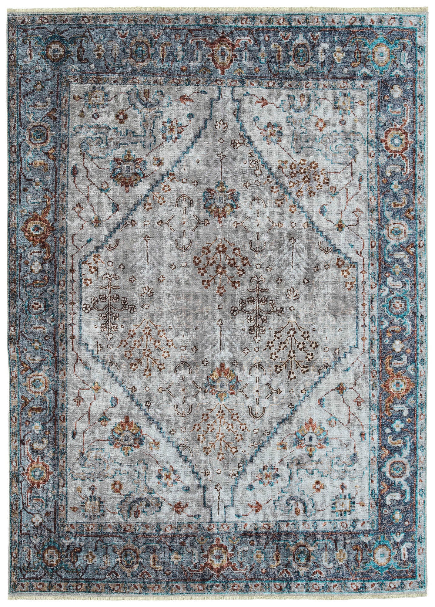 Kaleen Praia Collection Silver Blue Area Rug 5'1" x 7'