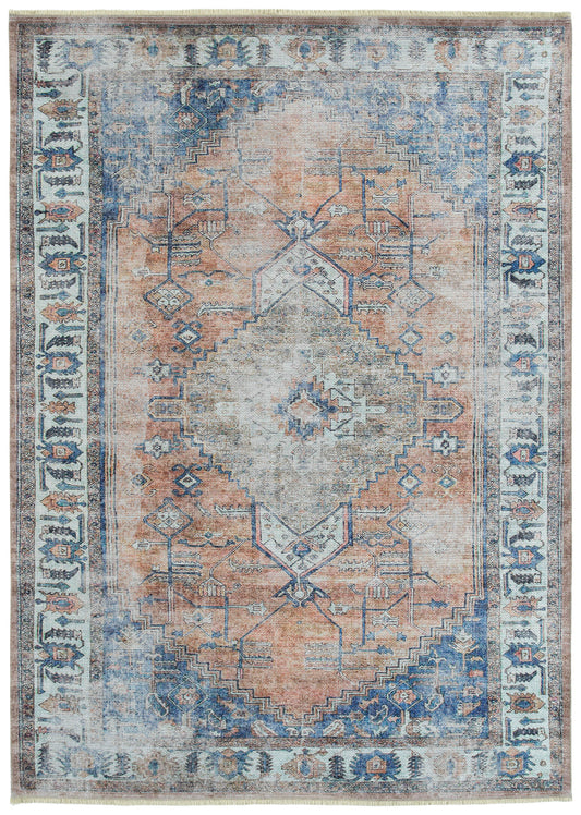 Kaleen Praia Collection Rust LtBlue Area Rug 7'10" x 9'6"