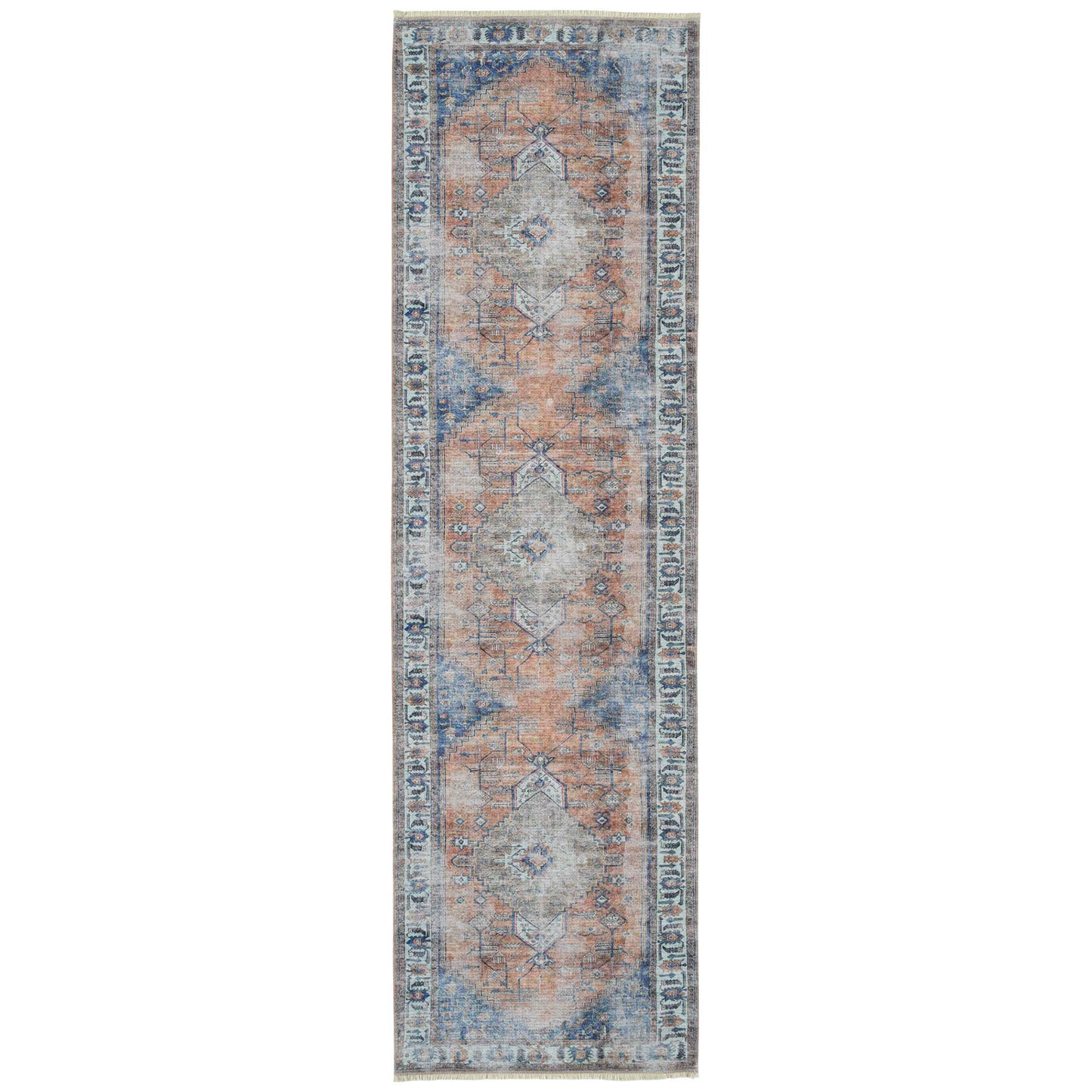 Kaleen Praia Collection Rust LtBlue Throw Rug 2' x 3'
