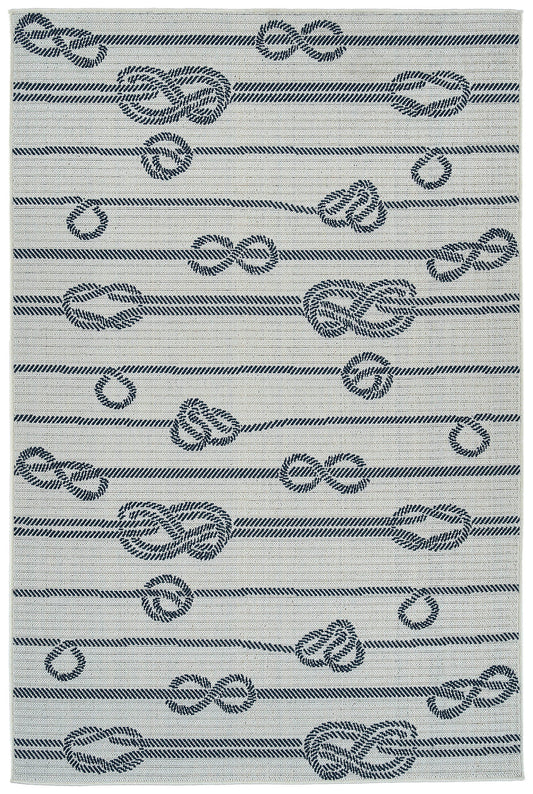 Kaleen Puerto Collection White LtBlue Area Rug 3'6" x 5'6"