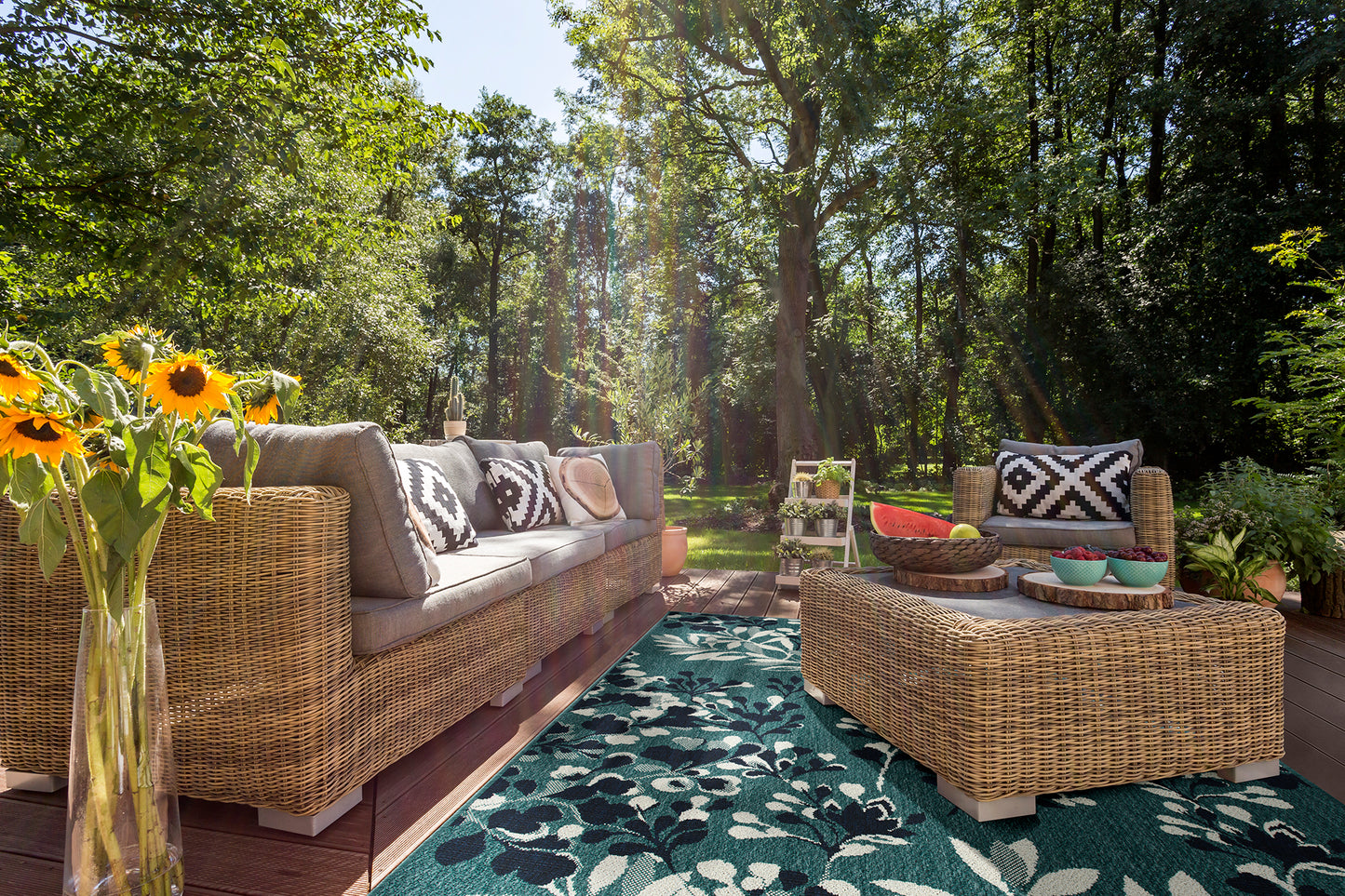 Kaleen Pianta Collection PTA02-91 Teal Area Rug 7'10" x 7'10"