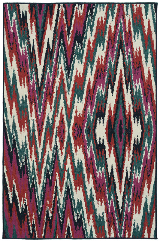 Kaleen Pianta Collection Multi Teal Area Rug 5'3" x 7'6"