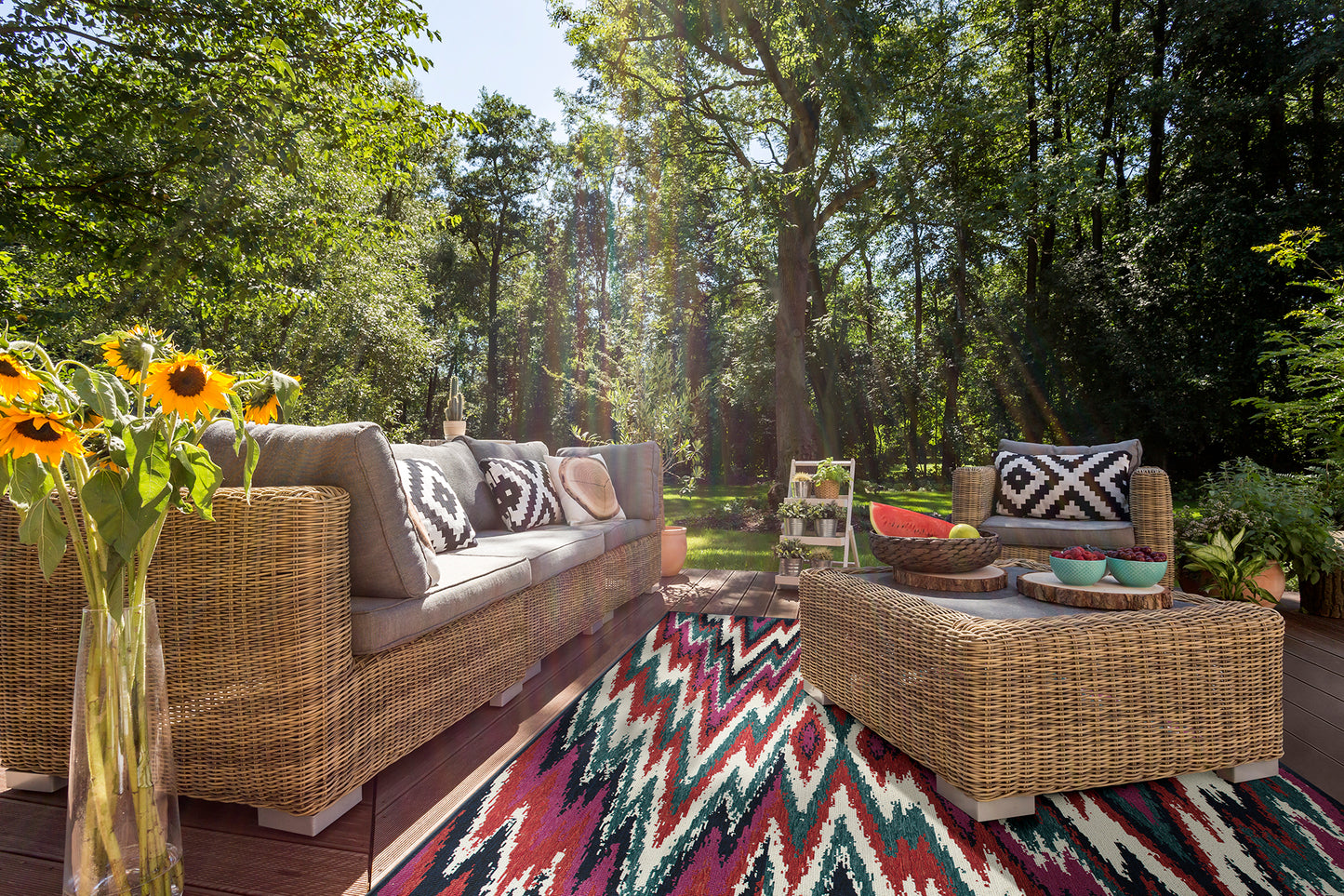 Kaleen Pianta Collection Multi Teal Area Rug 7'10 x 10'10"