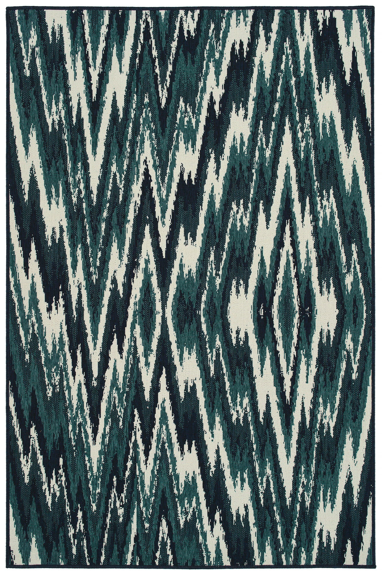 Kaleen Pianta Collection Teal Ivory Throw Rug 1'11" x 3'7"