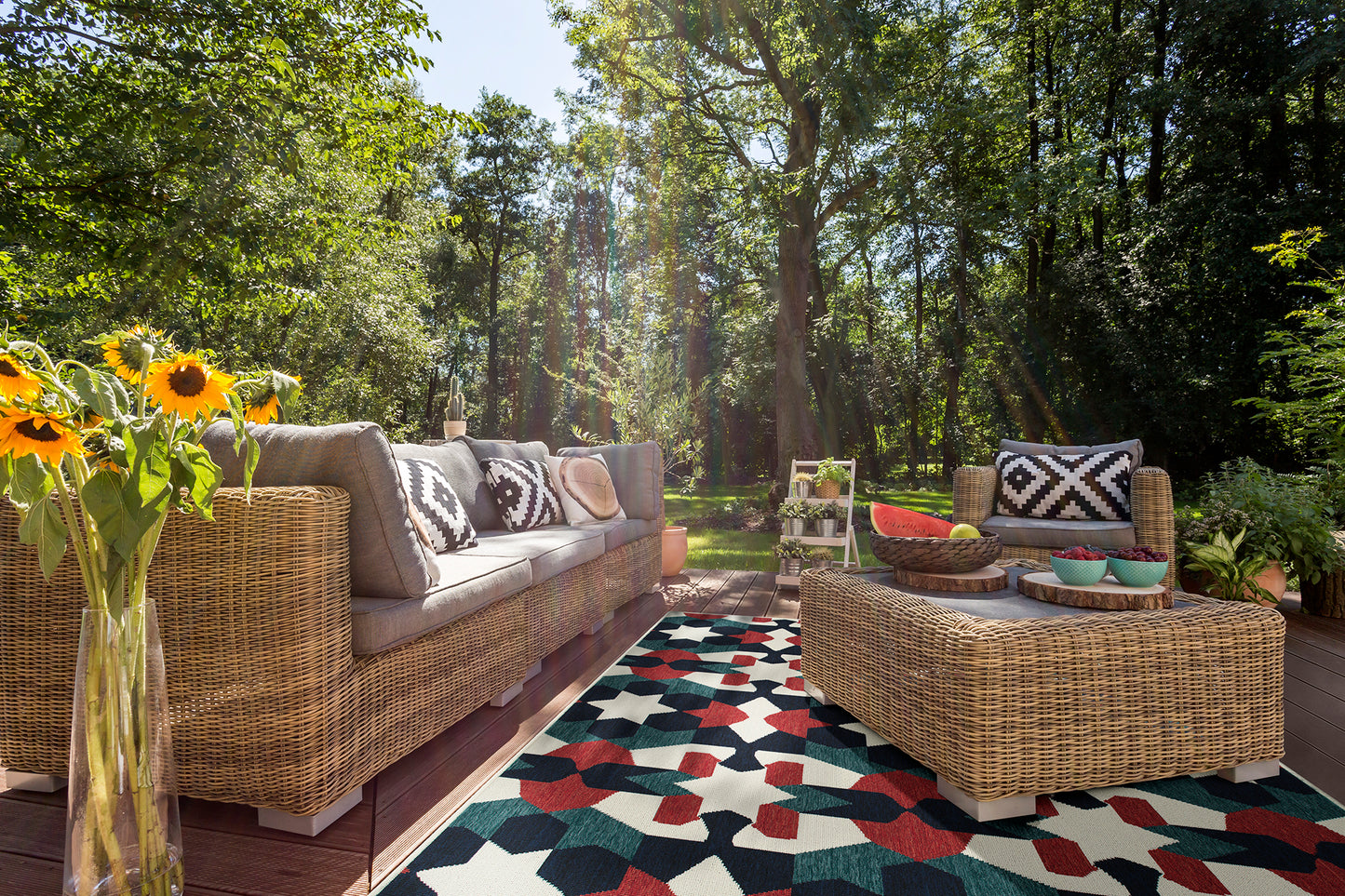 Kaleen Pianta Collection Multi Navy Area Rug 7'10" x 7'10"