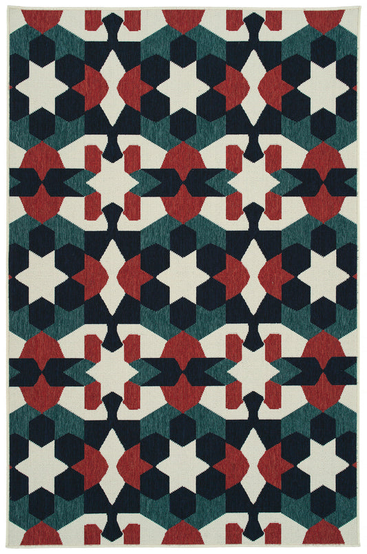 Kaleen Pianta Collection Multi Navy Area Rug 5'3" x 5'3"