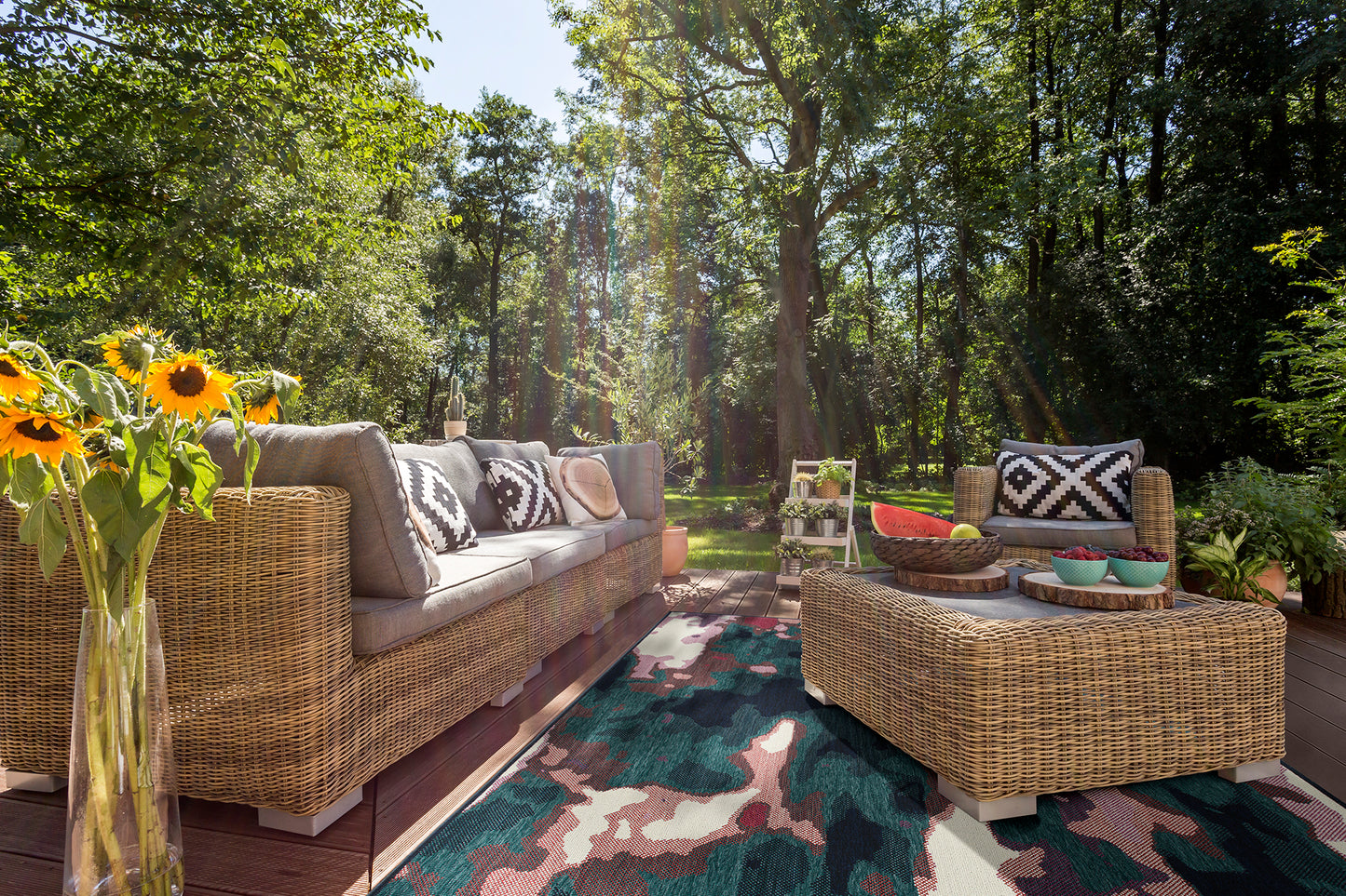 Kaleen Pianta Collection PTA06-91 Teal Area Rug 5'3" x 7'6"