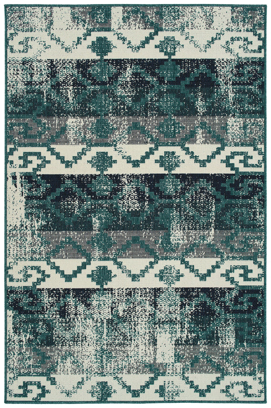 Kaleen Pianta Collection PTA09-91 Teal Area Rug 3'11" x 5'7"