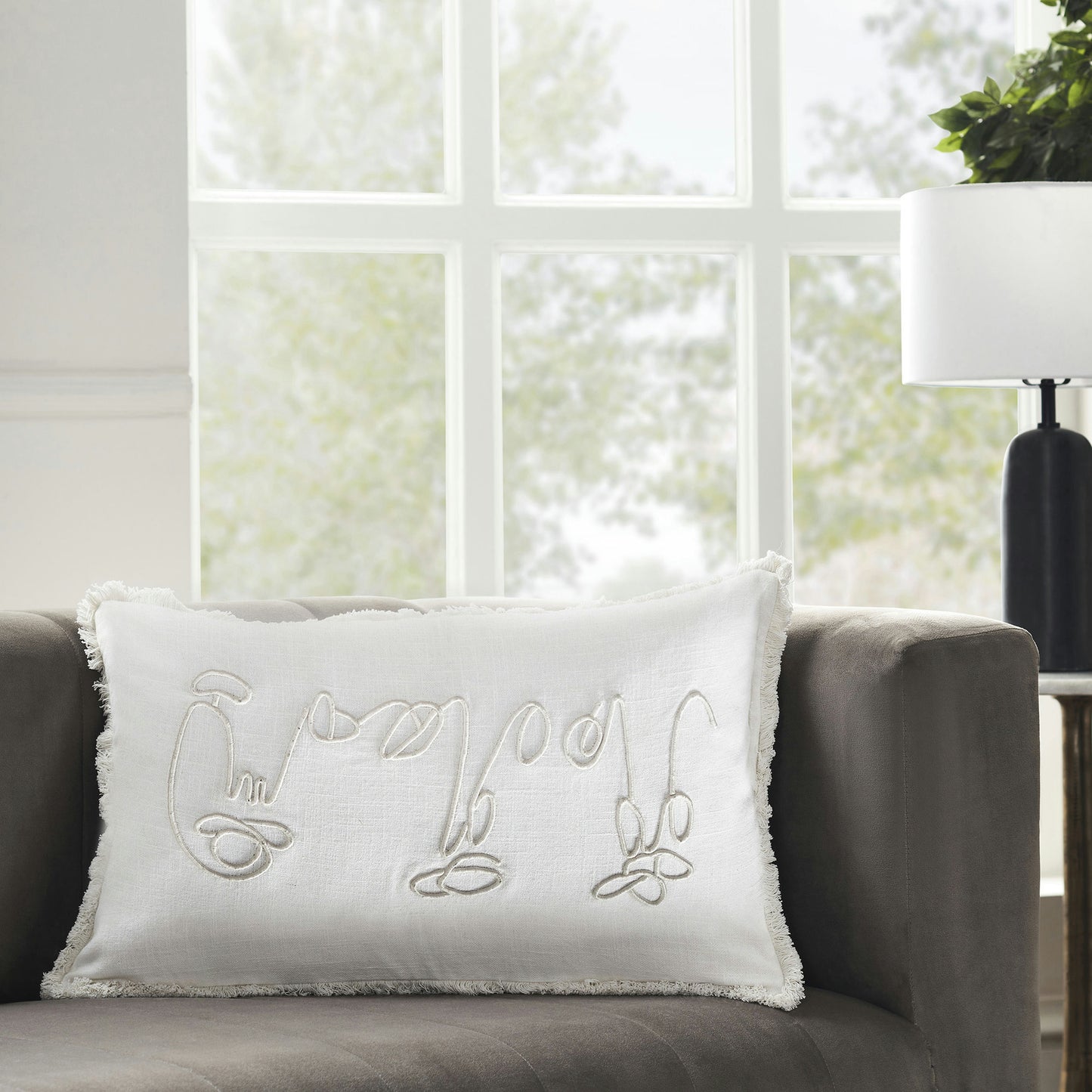 Alivia White/Ivory Cotton Pillow