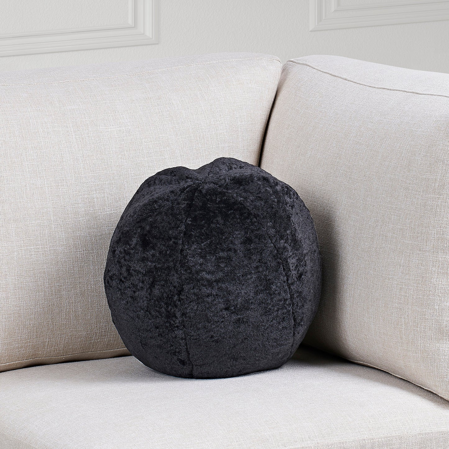 Carife Black Shearling Pillow